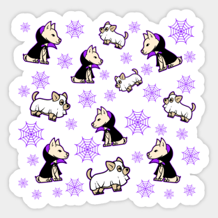 Spooky Halloween Purple Dog Pattern Sticker